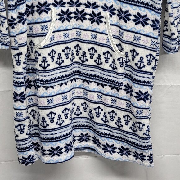 Nautica Womens Sweater Dress Hoodie Size Medium Fleece Anchor Print 3/4 Sleeve - Picture 10 of 14